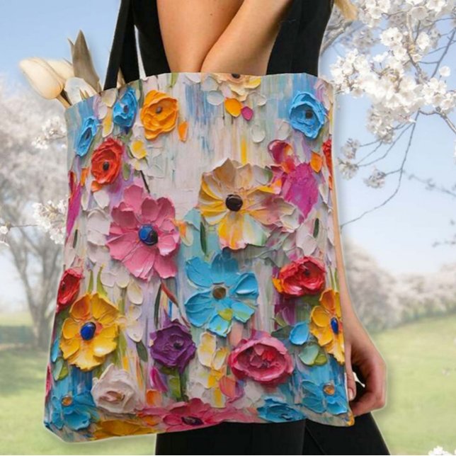 Knife Painted Flowers Tote Bag (Creator Uploaded)