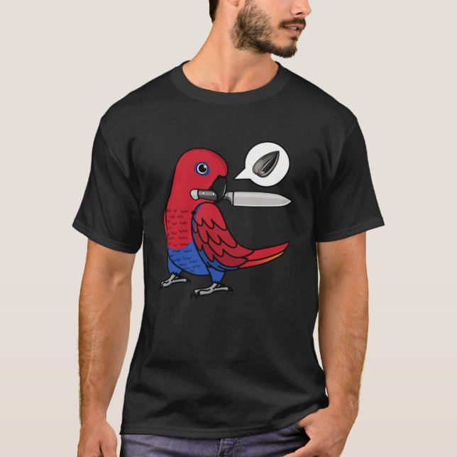 Knife Parrot Wants Seeds I Female Eclectus T-Shirt (Front)