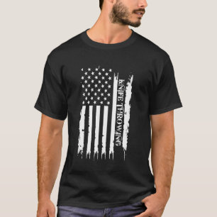 Knife Throwing United States Distressed w US Flag T-Shirt