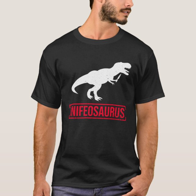 Knifosaurus Knifeaholic Knife Collector Knife Coll T-Shirt (Front)