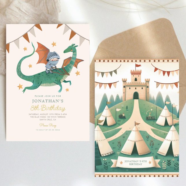 Knight and Dragon Royal Mediaeval Boy Birthday Invitation (Creator Uploaded)