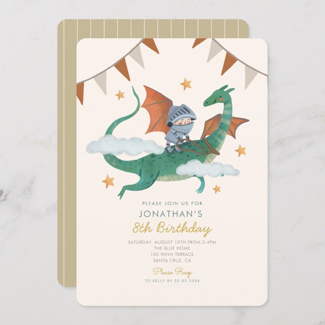 Knight and Dragon Royal Mediaeval Boy Birthday Invitation (Creator Uploaded)