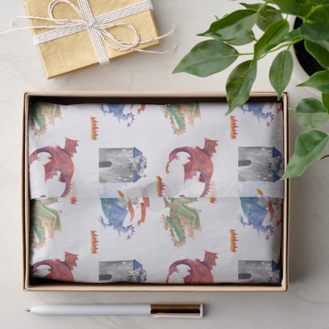 Knight and Dragon Tissue Wrapping Paper (Gift)