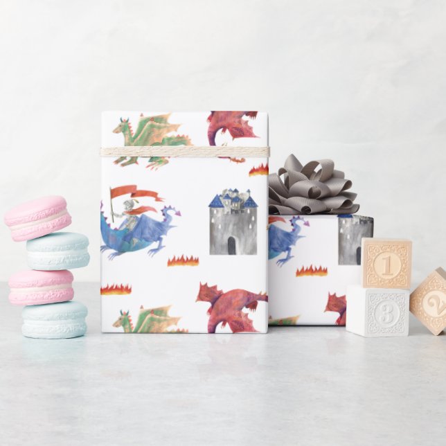Knight and Dragon Wrapping Paper (Baby Shower)