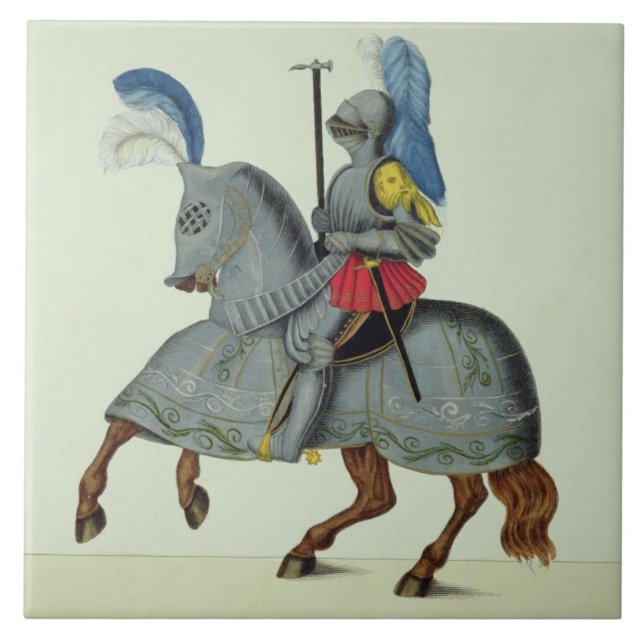 Knight and horse in armour, plate from 'A History Ceramic Tile (Front)