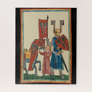 Knight and Squire, 14th Century Mediaeval Art Jigsaw Puzzle