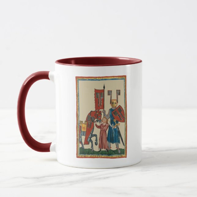 Knight and Squire, 14th Century Mediaeval Art Mug (Left)