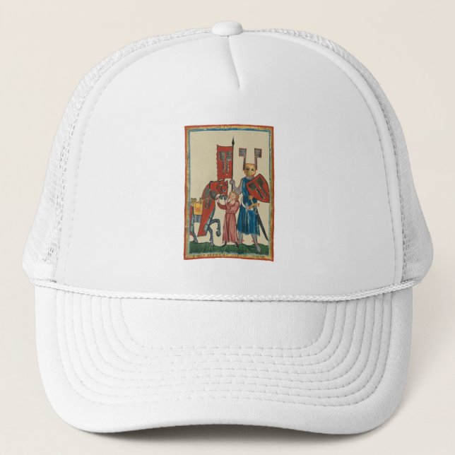 Knight and Squire, 14th Century Mediaeval Art Trucker Hat (Front)
