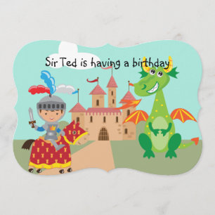 Knight Castle and Dragon Birthday Invite