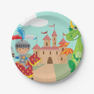 Knight Castle and Dragon Paper Plate