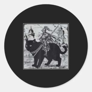 Knight Cat Rider Vintage 90s Medieval Knight Ridin Classic Round Sticker
