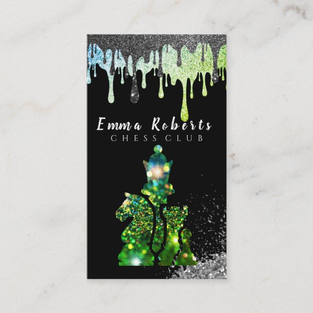 Knight Chess Piece - Faux Silver Foil  Business Ca Business Card (Front)