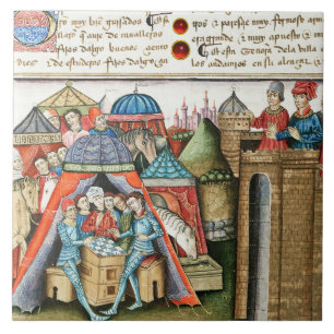Knight Cifar Watches the Enemy Camp Play Chess Ceramic Tile