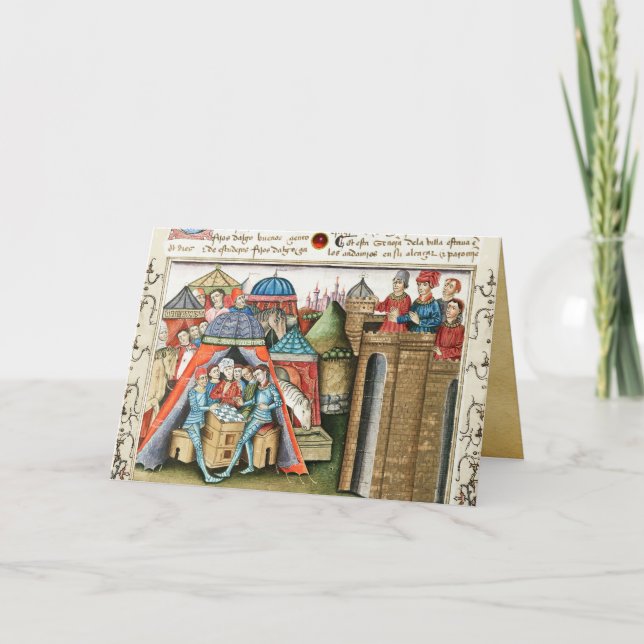 Knight Cifar Watches the Enemy Camp Play Chess   Holiday Card (Front)