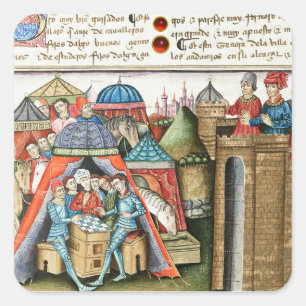 Knight Cifar Watches the Enemy Camp Play Chess  Square Sticker