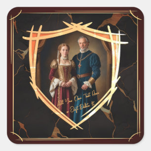 Knight Coat of Arms Mediaeval Old Fashioned Gift Square Sticker