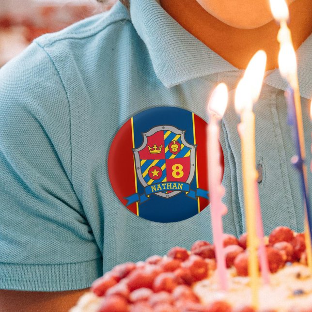 Knight crest birthday age button pin (Creator Uploaded)