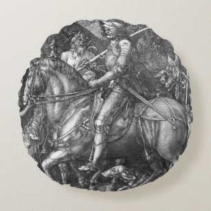 Knight, Death and the Devil, 1513 (engraving) Round Cushion