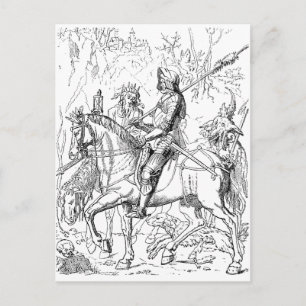 Knight Death & the Devil vintage woodcut postcard