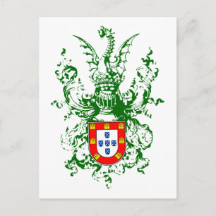 Knight, dragon and Portuguese coat of arms Postcard