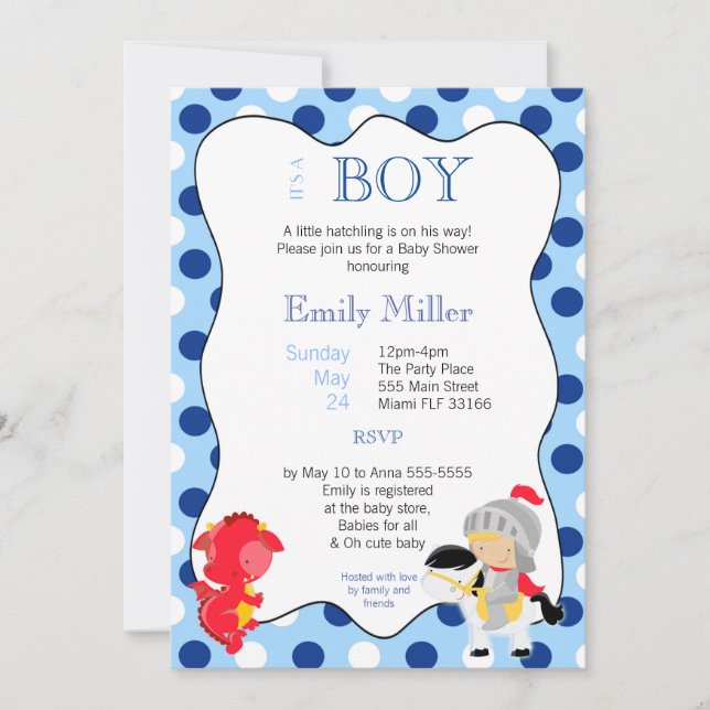 Knight Dragon Baby Shower Invitation (Front)