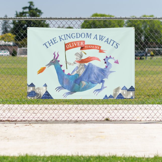 Knight & Dragon Birthday Banner (Insitu)