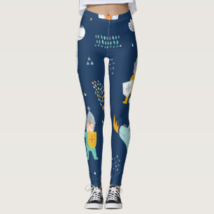 Knight Dragon Castle Childish Pattern Leggings