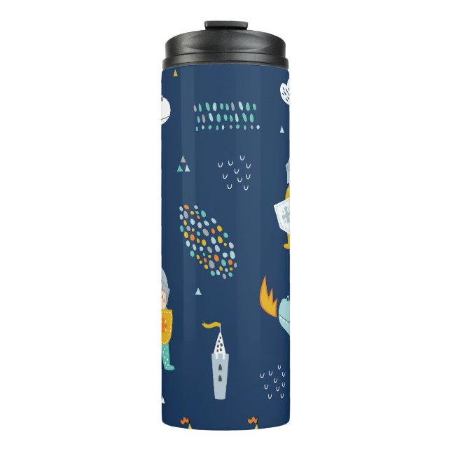 Knight Dragon Castle Childish Pattern Thermal Tumbler (Front)