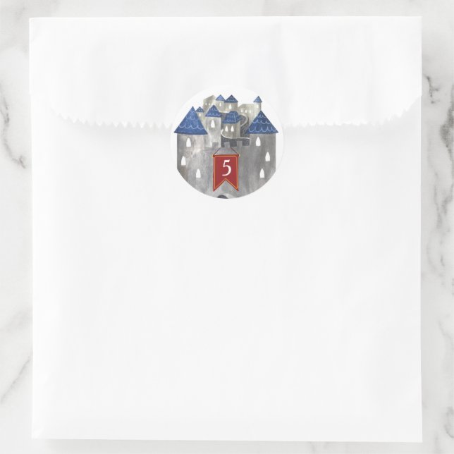 Knight & Dragon Castle Party Favour Sticker (Bag)