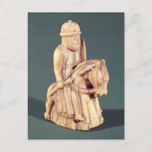 Knight from a chess set postcard