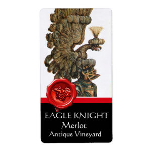 KNIGHT HELMET WITH EAGLE WINGS RED WAX SEAL Wine