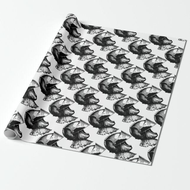 Knight Helmet Wrapping Paper (Unrolled)