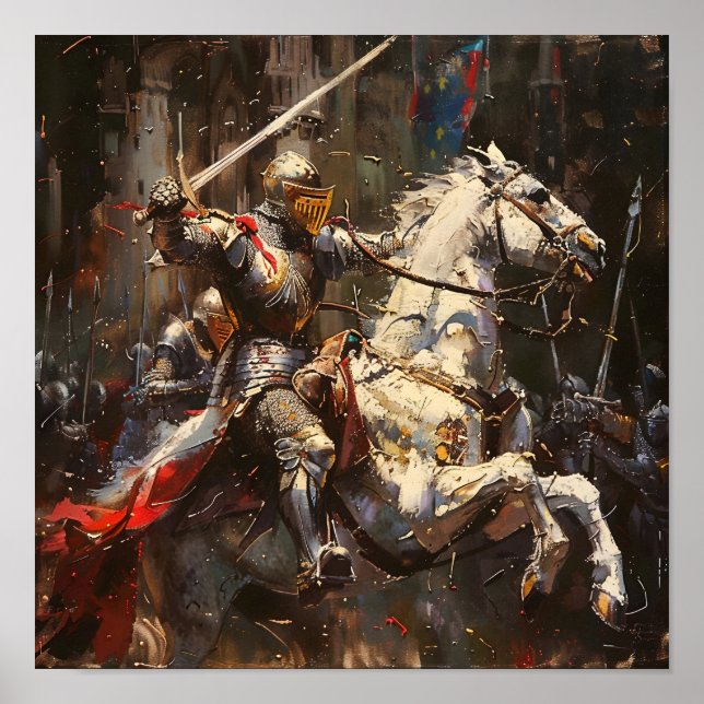 Knight in Armour on a Horse Poster (Front)