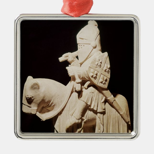 Knight in armour on his horse metal ornament (Front)