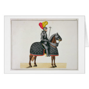 Knight in armour on his horse, plate from 'A Histo