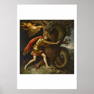 Knight in Golden Armour vs. The Dragon Poster