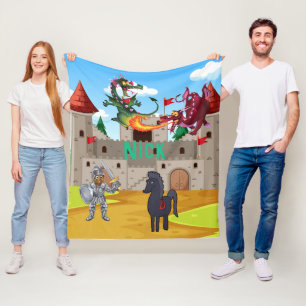 Knight In Shining Armour and Silly Dragons Fleece Blanket