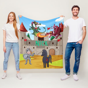 Knight In Shining Armour and Silly Dragons Fleece Blanket