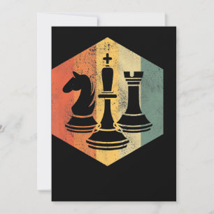 knight king rook chess colourful gift thank you card
