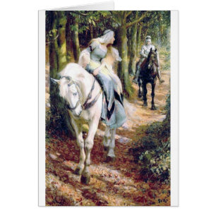 Knight lady white horse mediaeval romantic