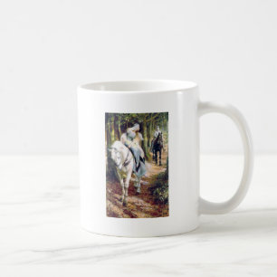 Knight lady white horse mediaeval romantic coffee mug