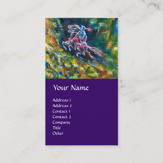 KNIGHT LANCELOT ,HORSE RIDING IN GREEN FOREST BUSINESS CARD (Front)