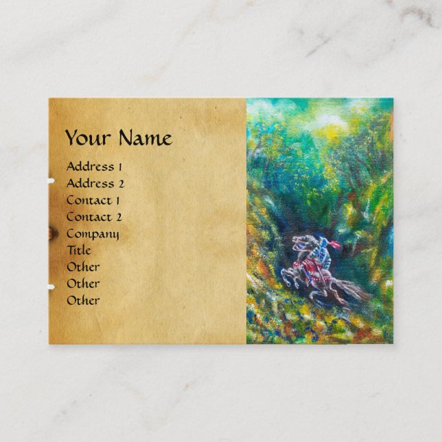 KNIGHT LANCELOT ,HORSE RIDING IN GREEN FOREST BUSINESS CARD (Front)
