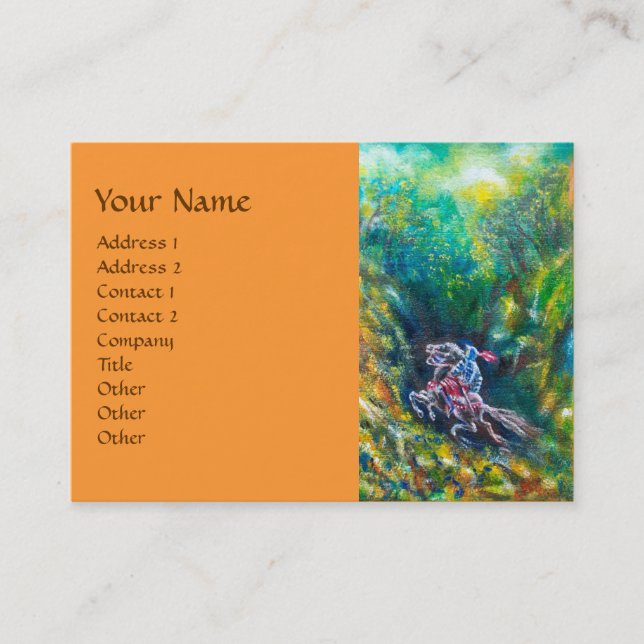 KNIGHT LANCELOT ,HORSE RIDING IN GREEN FOREST BUSINESS CARD (Front)