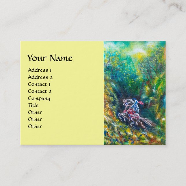 KNIGHT LANCELOT ,HORSE RIDING IN GREEN FOREST BUSINESS CARD (Front)
