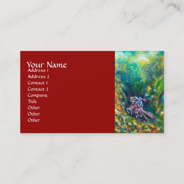 KNIGHT LANCELOT ,HORSE RIDING IN GREEN FOREST BUSINESS CARD (Front)