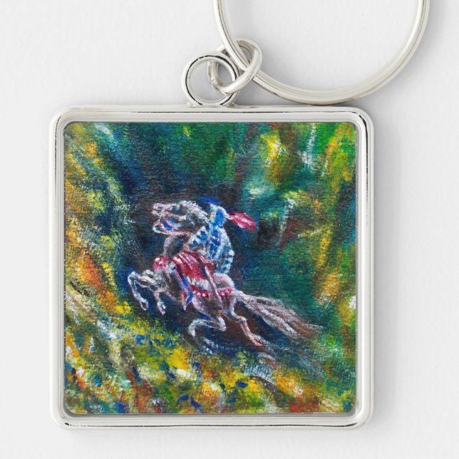 KNIGHT LANCELOT ,HORSE RIDING IN GREEN FOREST KEY RING (Front)
