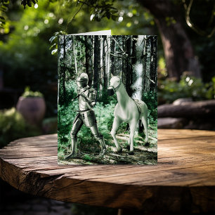 Knight Leads His Horse Greeting Card