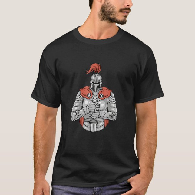 Knight Medieval Knights Battle RPG Fantasy Role Pl T-Shirt (Front)