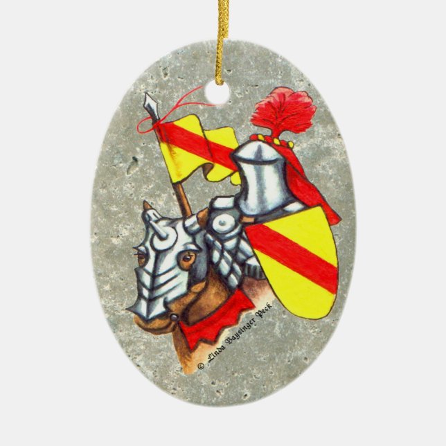 Knight on Horseback Painting Ceramic Tree Decoration (Front)